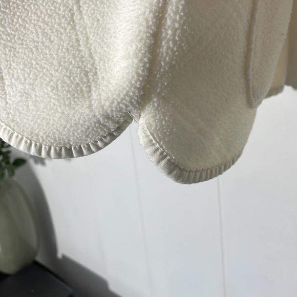 Ivory White Fleece Zip Front Lightweight Cardigan Jacket Blazer - Picture 4 of 13